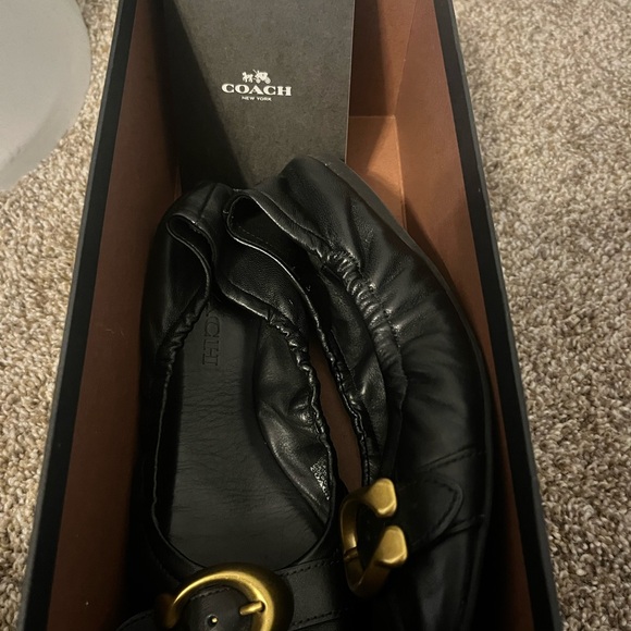 Coach Stanton Black Flats with Brass Buckle - Picture 3 of 6